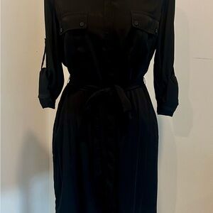 Express Black Cuffed Sleeve Shirt Dress